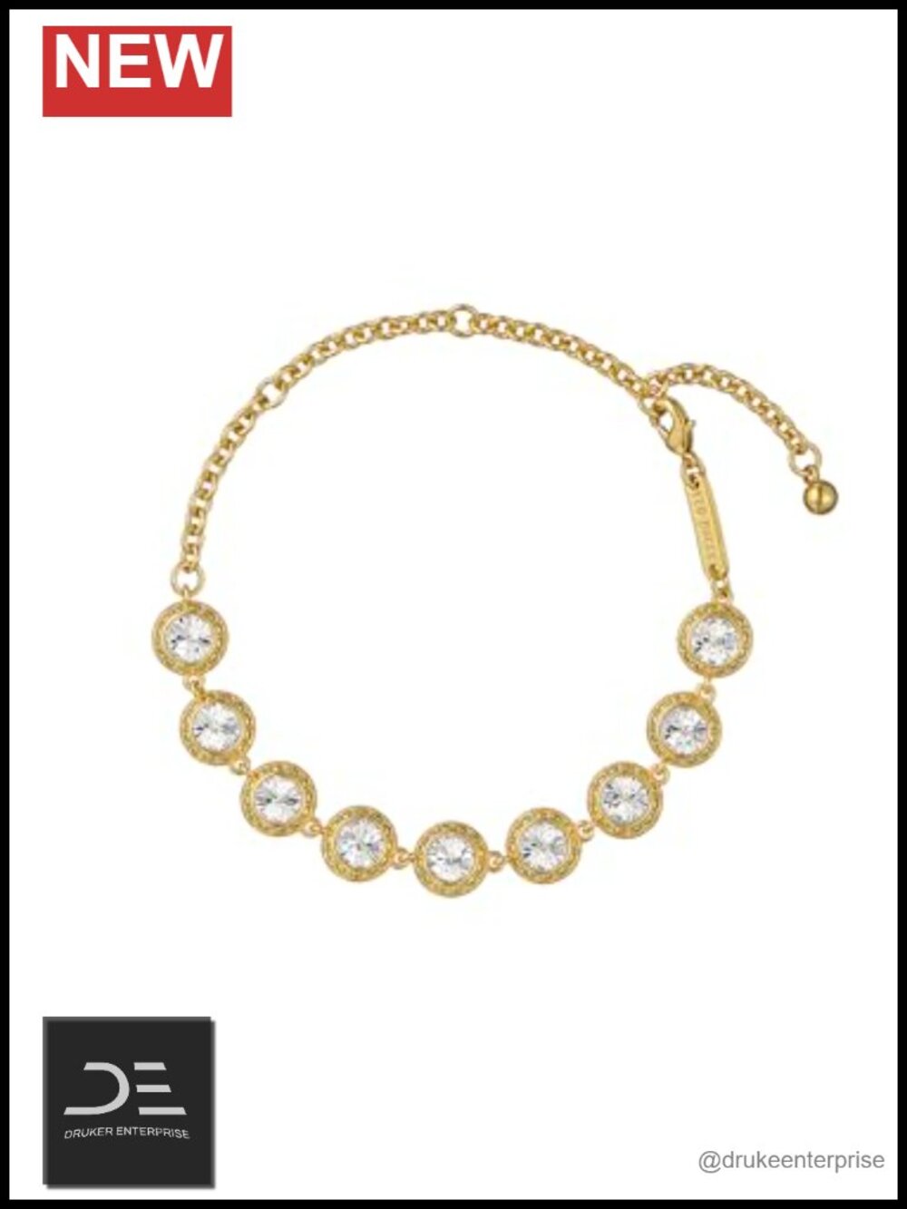 Sparkle Crystal Adjustable Bracelet Gold Plated Brass Womens Jewelry